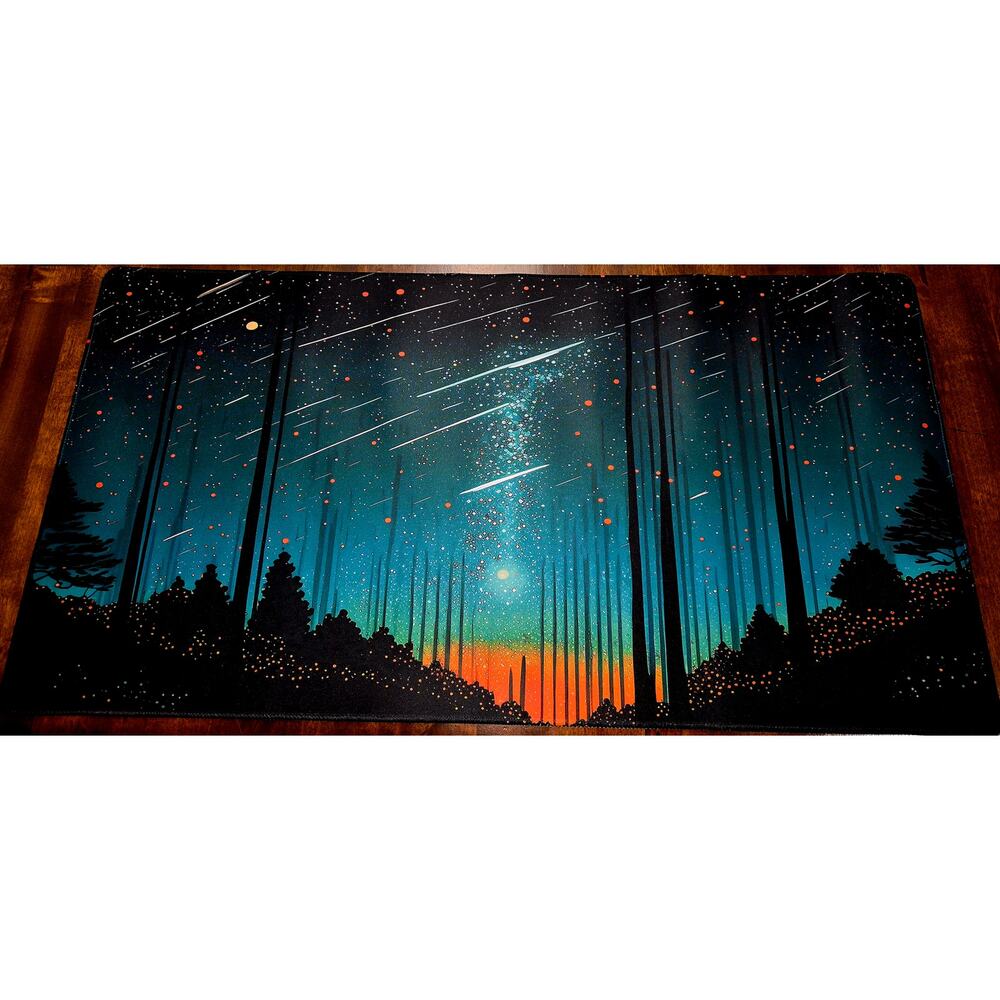XXL Gaming Mouse Pad Desk Mat Starry Night Forest Meteor Design